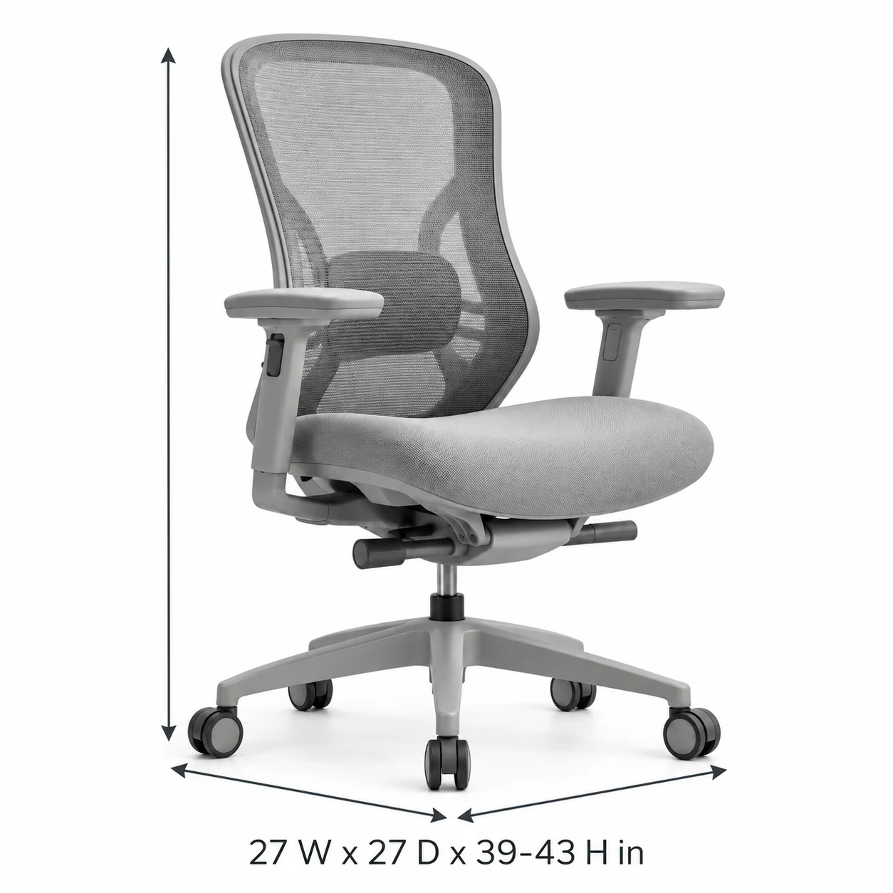 Novacrest Focus Frame Flex Mesh Task Chair Soft Grey 02 Size