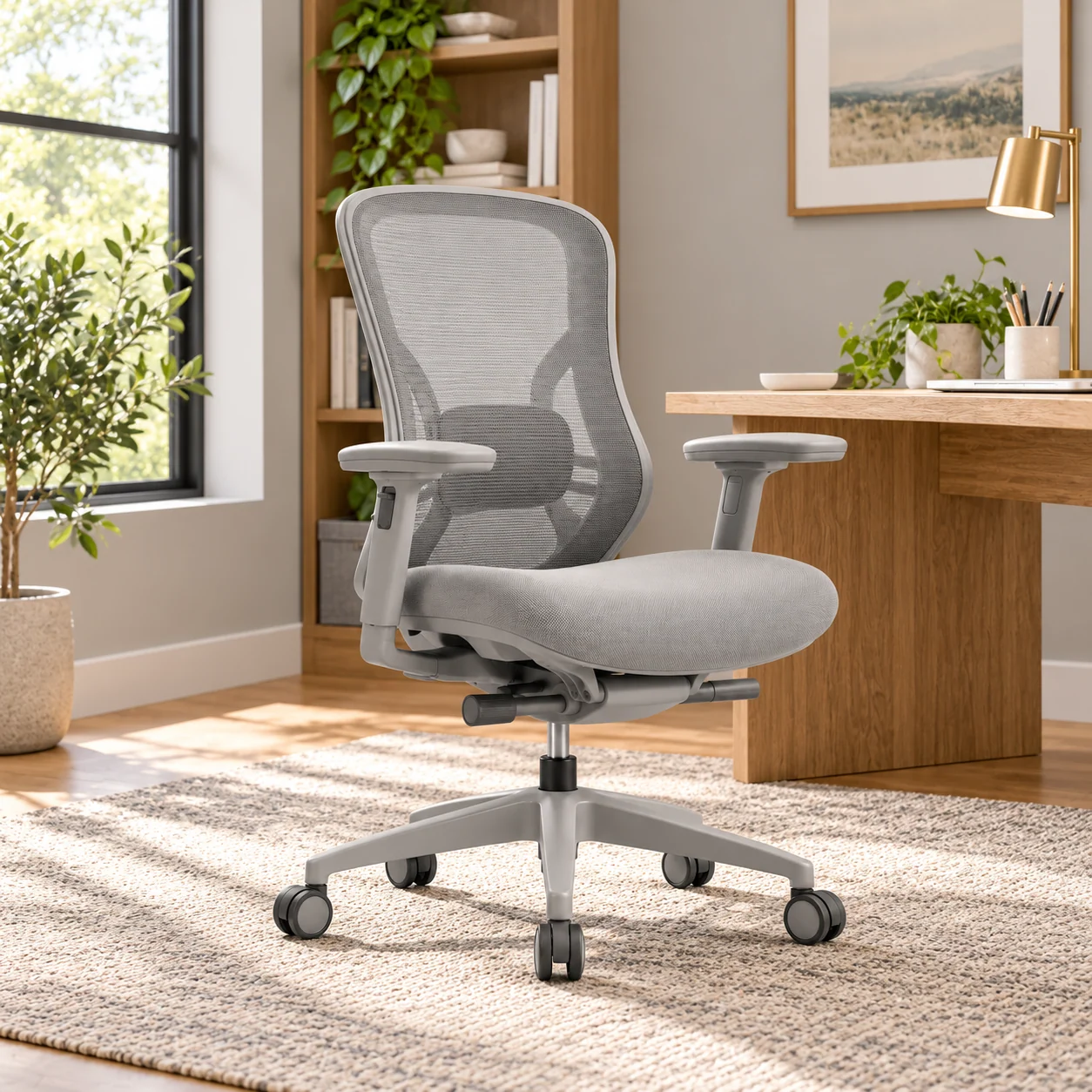 Novacrest Focus Frame Flex Mesh Task Chair Soft Grey 04 Room