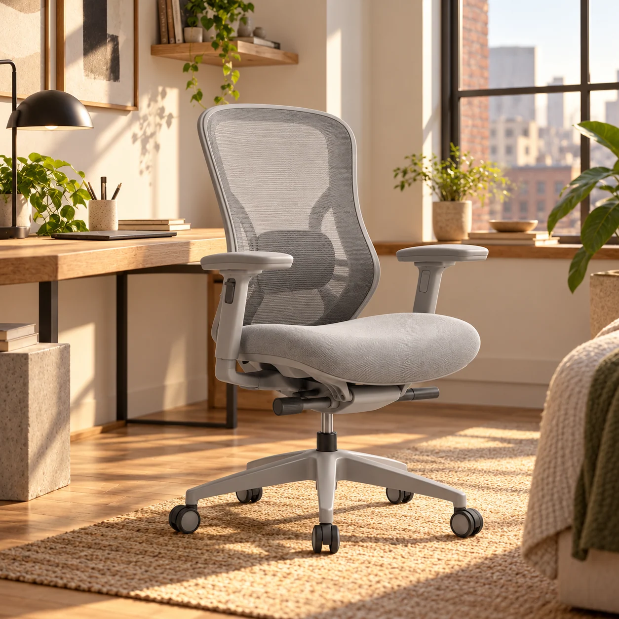 Novacrest Focus Frame Flex Mesh Task Chair Soft Grey 05 Room