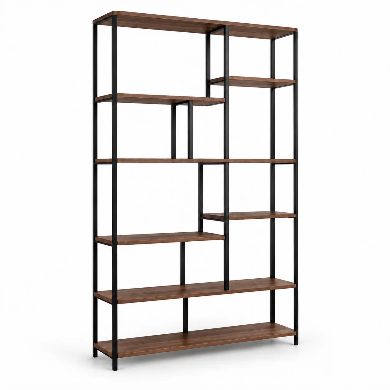 Novacrest Focus Frame Grid Modular Bookcase Walnut And Black 06 White