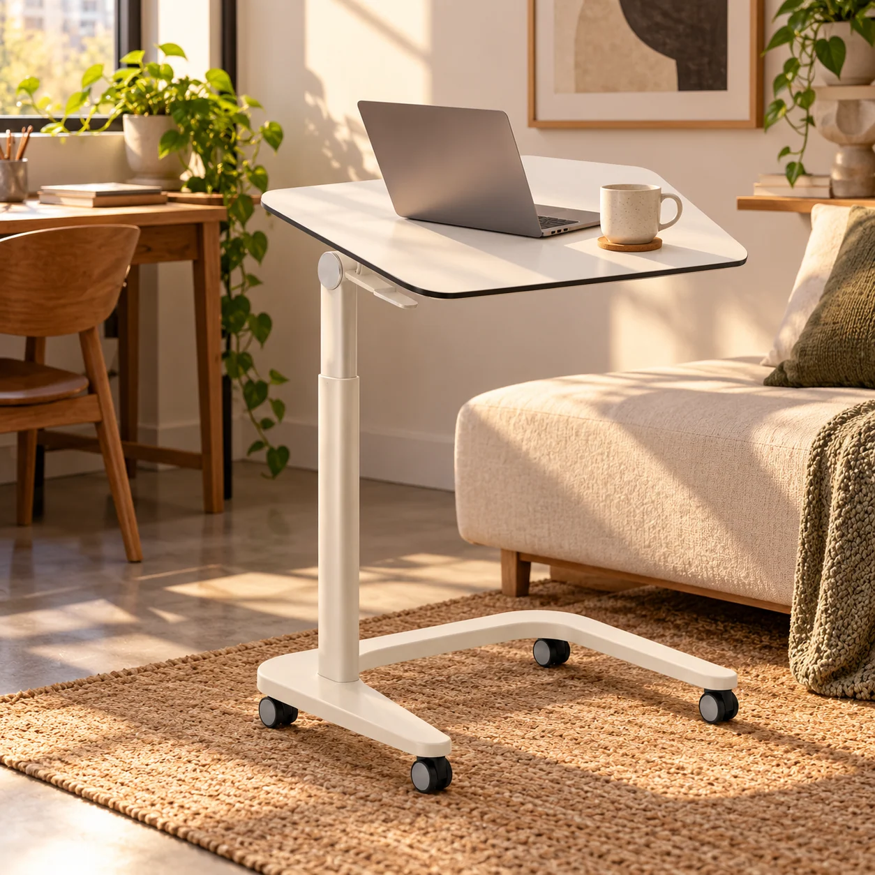 Novacrest Focus Frame Pivot Laptop Table Soft White 05 Room