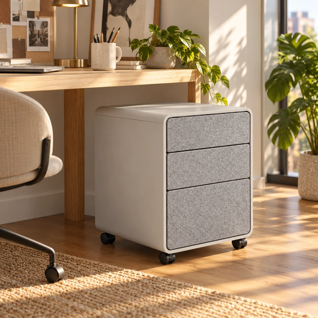 Novacrest Focus Frame Quiet Mobile Pedestal Soft Grey 05 Room