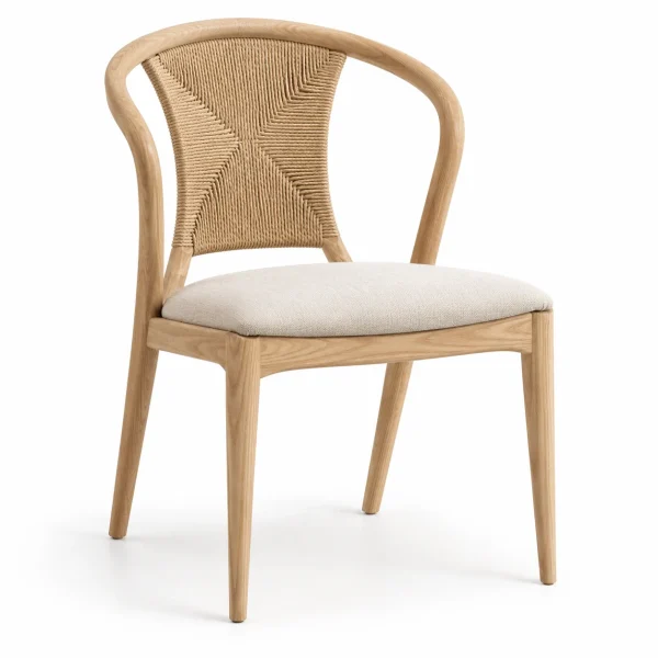 Novacrest Hearth Grain Cord Back Dining Chair Natural Ash 01 White