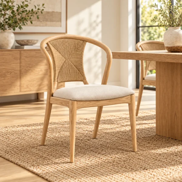 Novacrest Hearth Grain Cord Back Dining Chair Natural Ash 04 Room