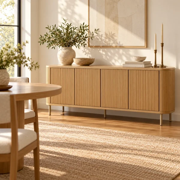 Novacrest Hearth Grain Field Sideboard Natural Oak 04 Room