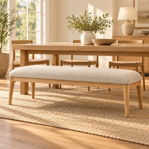 Novacrest Hearth Grain Long Grain Dining Bench Oatmeal And Natural Oak 04 Room