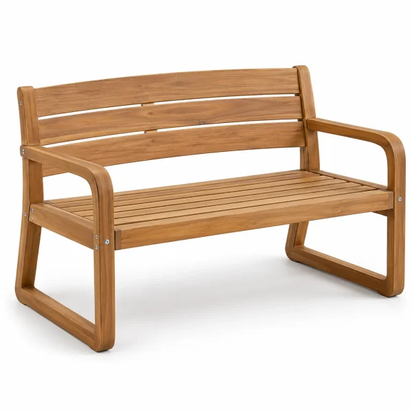 Novacrest Open Air Daily Harbour Outdoor Bench Natural Acacia 01 White