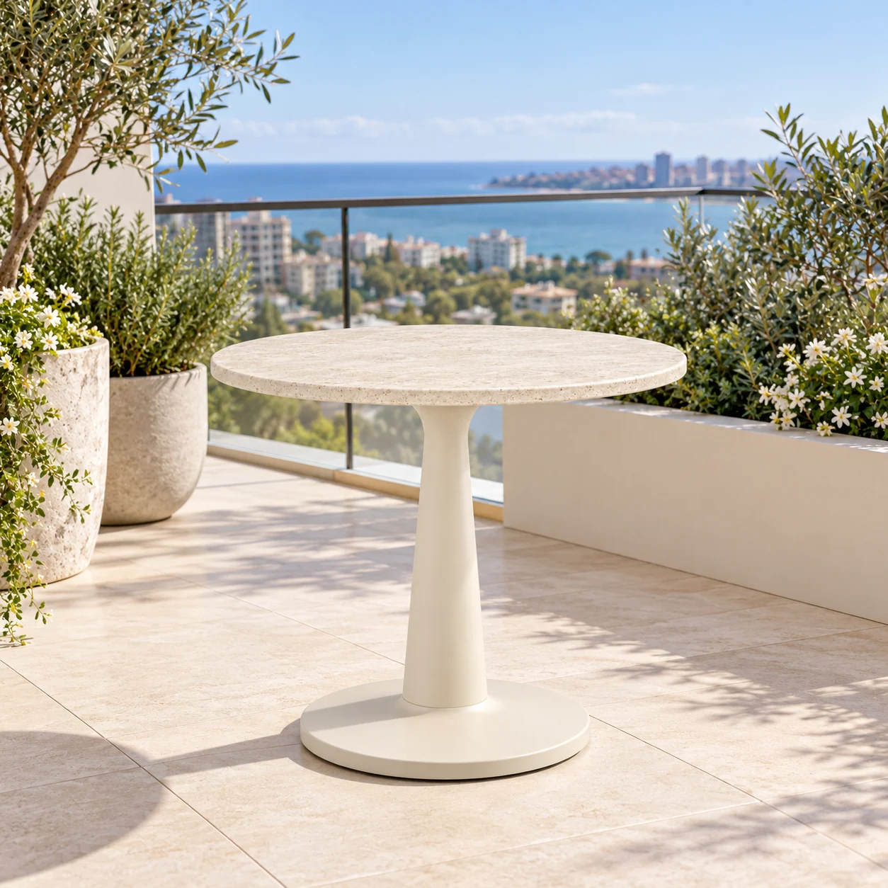 Novacrest Open Air Daily Terrace Bistro Table Ivory Stone 04 Room
