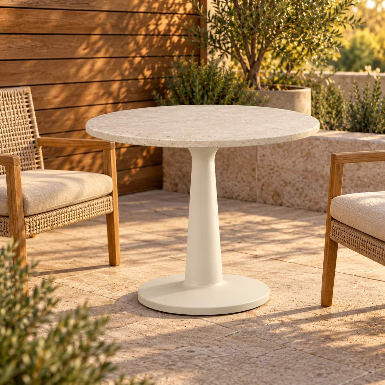 Novacrest Open Air Daily Terrace Bistro Table Ivory Stone 05 Room
