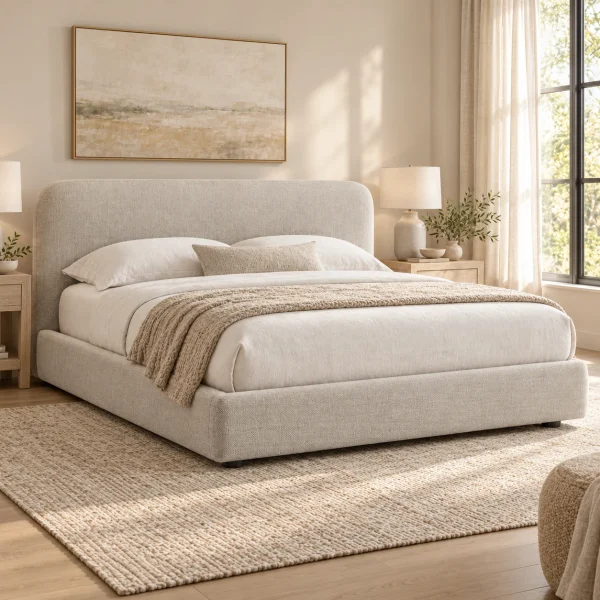 Novacrest Quiet Layer Halo Platform Bed Oatmeal 04 Room