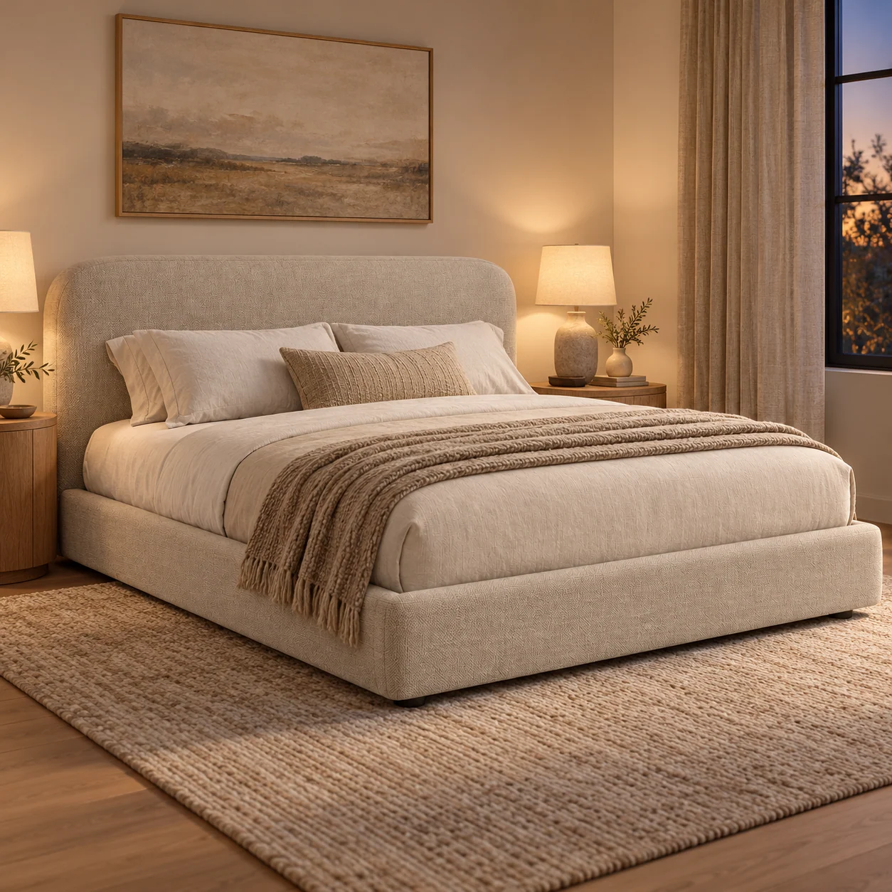 Novacrest Quiet Layer Halo Platform Bed Oatmeal 05 Room