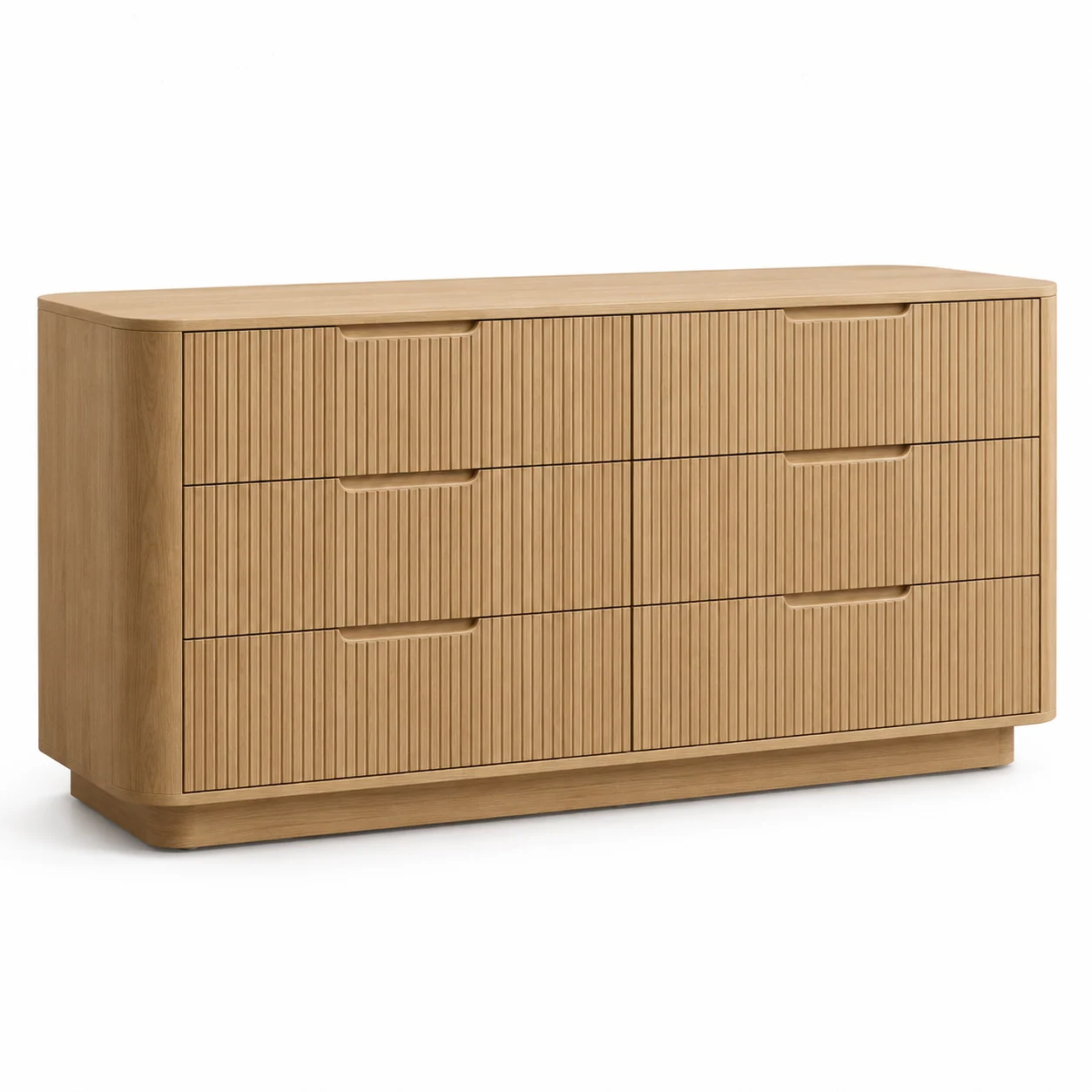 Novacrest Quiet Layer Line Six Drawer Dresser Natural Oak 01 White
