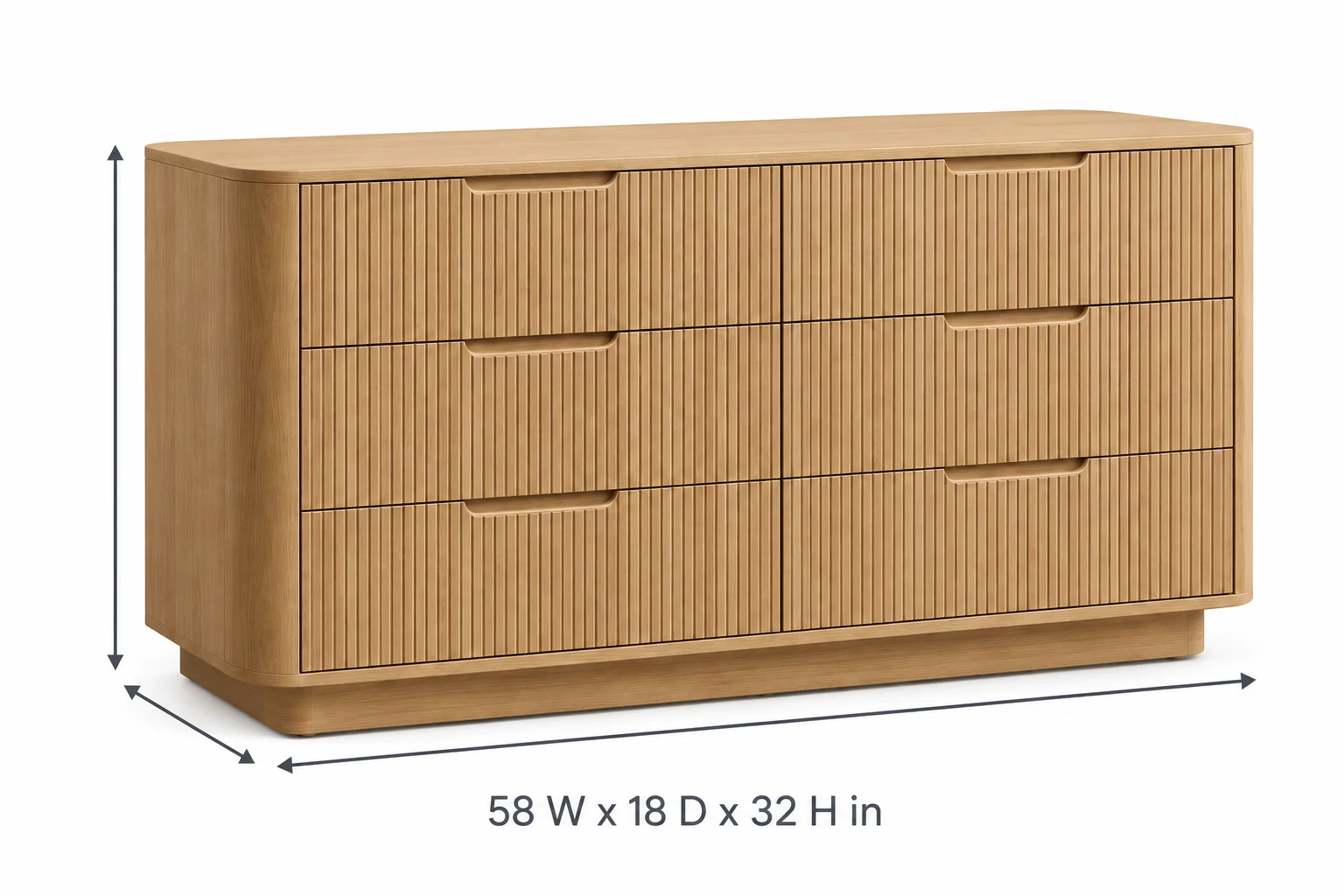 Novacrest Quiet Layer Line Six Drawer Dresser Natural Oak 02 Size