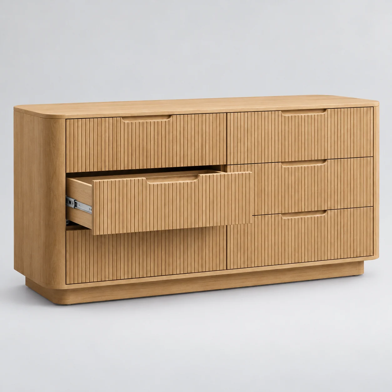 Novacrest Quiet Layer Line Six Drawer Dresser Natural Oak 03 Feature