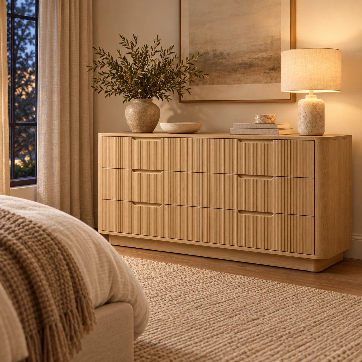 Novacrest Quiet Layer Line Six Drawer Dresser Natural Oak 05 Room