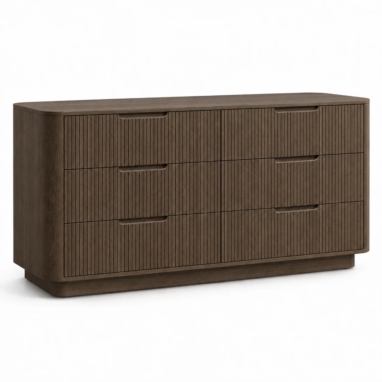 Novacrest Quiet Layer Line Six Drawer Dresser Smoked Oak 06 White