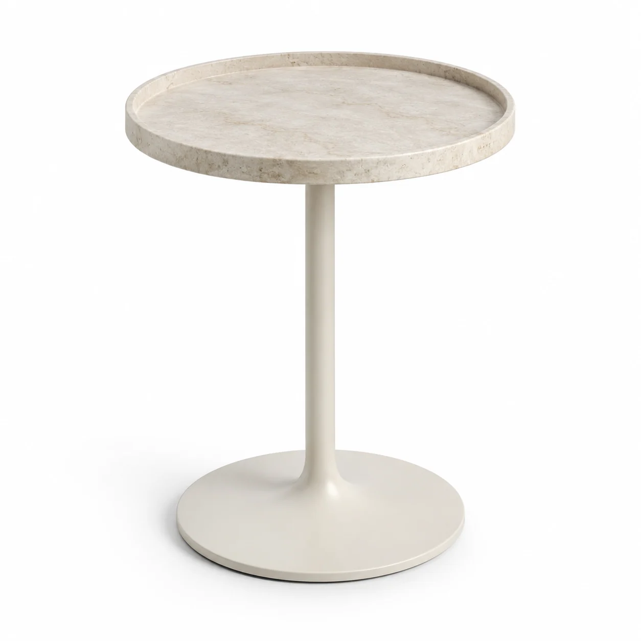 Novacrest Quiet Layer Stone Tray Side Table Ivory Stone 01 White