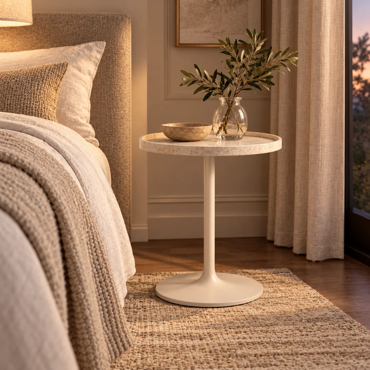 Novacrest Quiet Layer Stone Tray Side Table Ivory Stone 05 Room