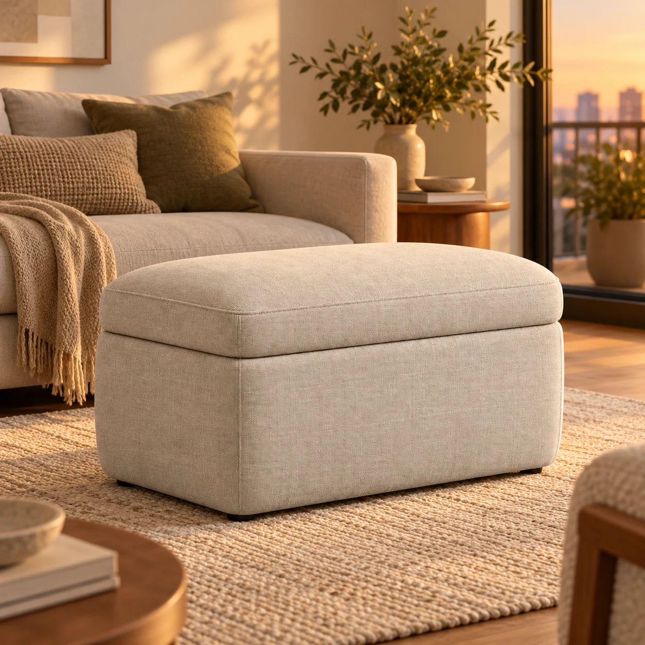 Novacrest Urban Nest Cove Storage Ottoman Oatmeal 05 Room
