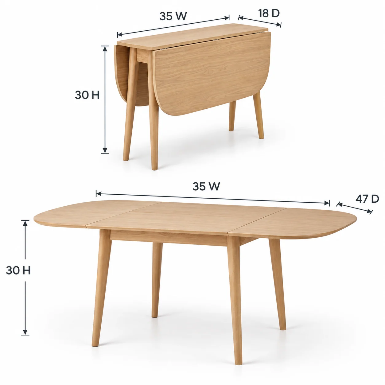 Novacrest Urban Nest Foldline Dining Table Natural Ash 02 Size