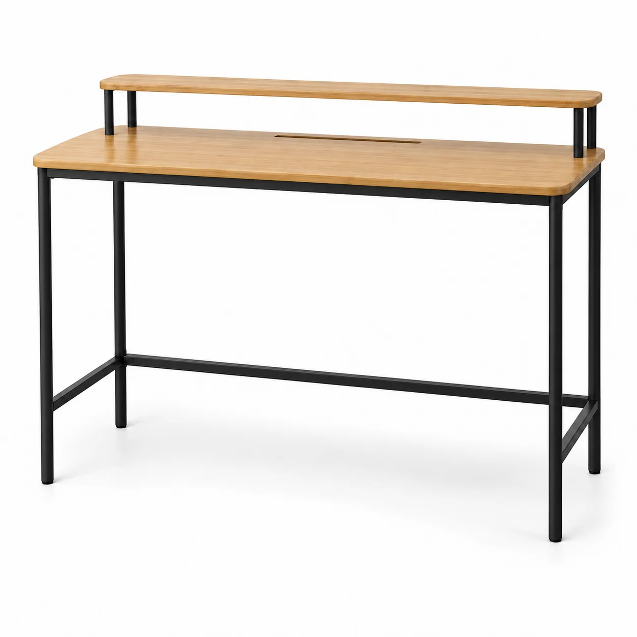 Novacrest Urban Nest Slim Console Desk Natural Bamboo And Black 06 White