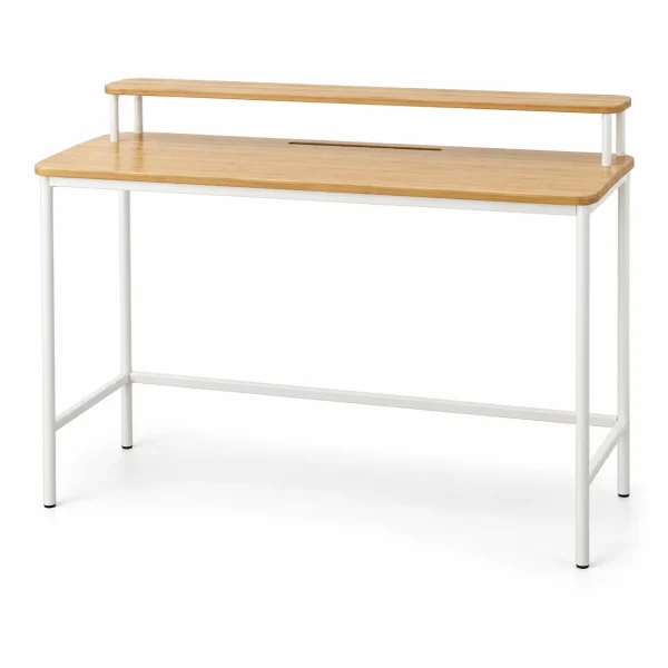 Novacrest Urban Nest Slim Console Desk Natural Bamboo And White 01 White