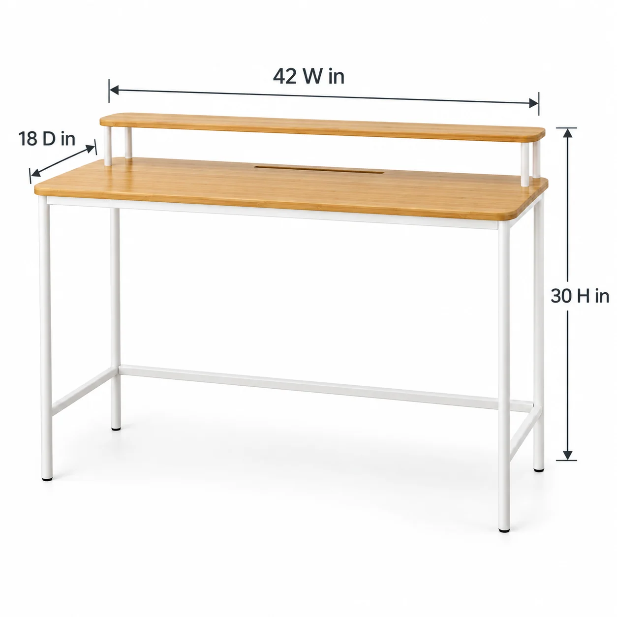 Novacrest Urban Nest Slim Console Desk Natural Bamboo And White 02 Size