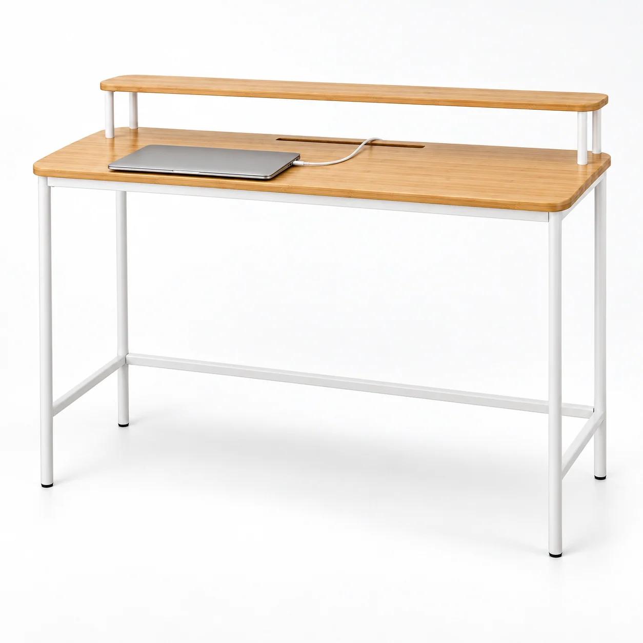 Novacrest Urban Nest Slim Console Desk Natural Bamboo And White 03 Feature