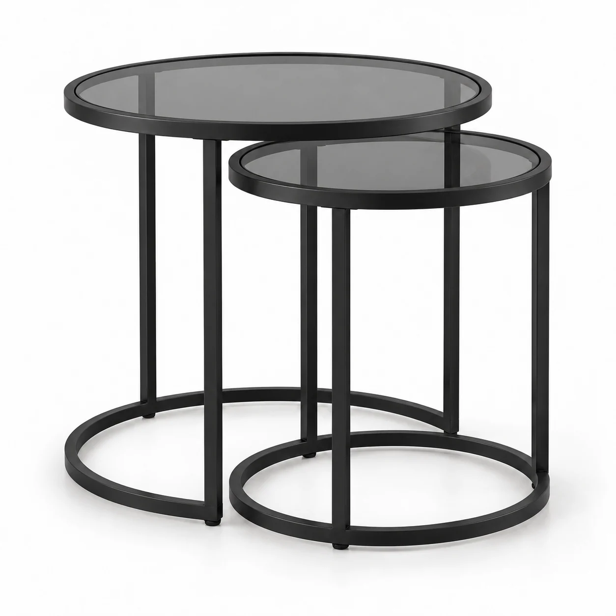 Novacrest Urban Nest Twin Nest Side Tables Matt Black And Smoke Glass 06 White